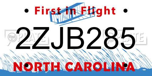 2ZJB285 North Carolina License Plate