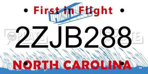 2ZJB288 North Carolina License Plate
