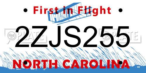 2ZJS255 North Carolina License Plate