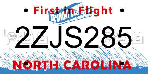2ZJS285 North Carolina License Plate