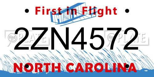 2ZN4572 North Carolina License Plate