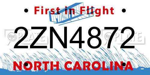 2ZN4872 North Carolina License Plate