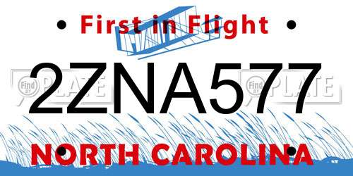 2ZNA577 North Carolina License Plate