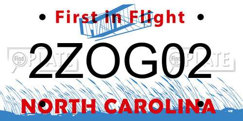 2ZOG02 North Carolina License Plate