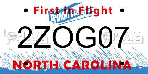 2ZOG07 North Carolina License Plate