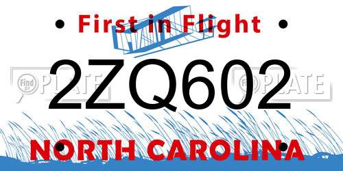 2ZQ602 North Carolina License Plate