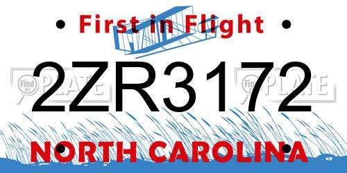2ZR3172 North Carolina License Plate