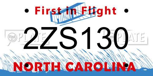 2ZS130 North Carolina License Plate