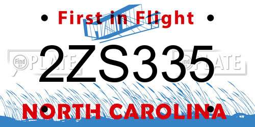 2ZS335 North Carolina License Plate