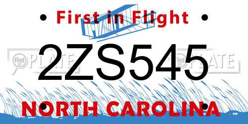 2ZS545 North Carolina License Plate