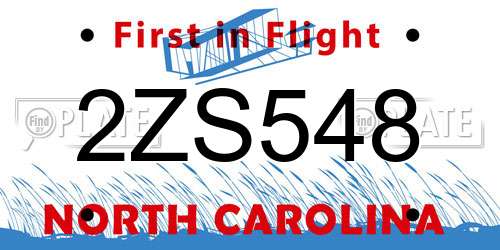 2ZS548 North Carolina License Plate