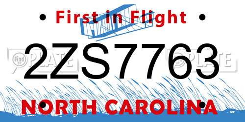 2ZS7763 North Carolina License Plate