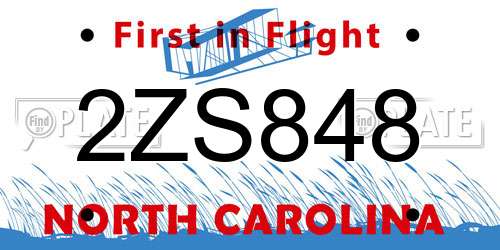 2ZS848 North Carolina License Plate