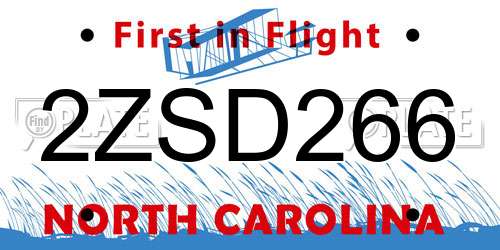 2ZSD266 North Carolina License Plate