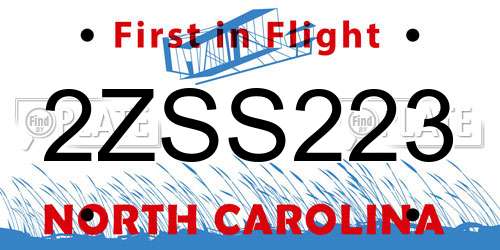 2ZSS223 North Carolina License Plate