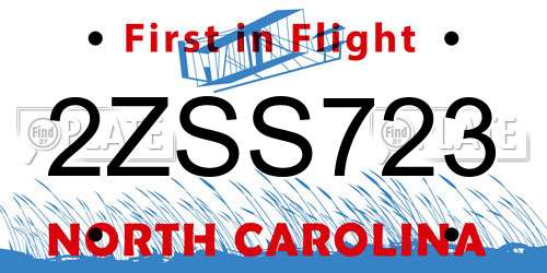 2ZSS723 North Carolina License Plate
