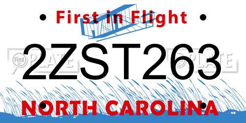 2ZST263 North Carolina License Plate