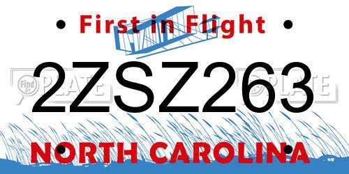 2ZSZ263 North Carolina License Plate