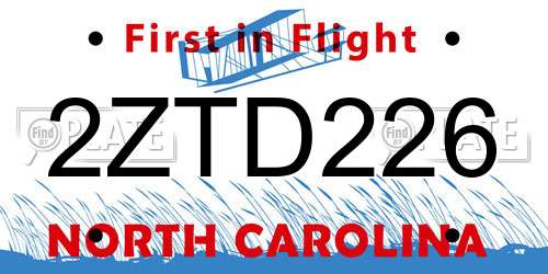2ZTD226 North Carolina License Plate