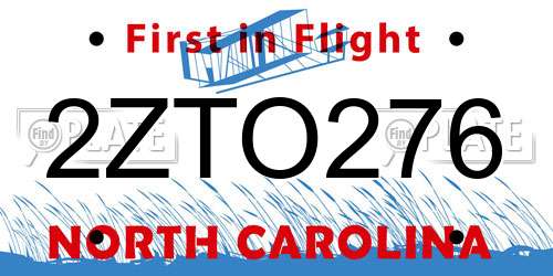 2ZTO276 North Carolina License Plate