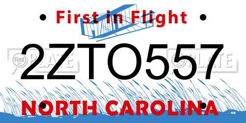 2ZTO557 North Carolina License Plate