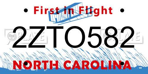 2ZTO582 North Carolina License Plate