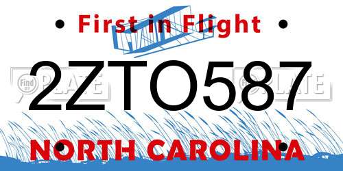 2ZTO587 North Carolina License Plate