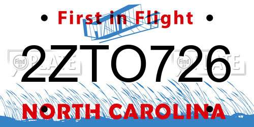 2ZTO726 North Carolina License Plate