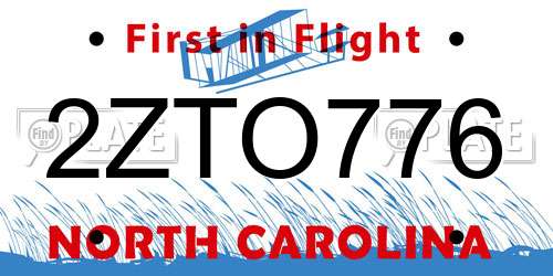 2ZTO776 North Carolina License Plate