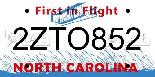 2ZTO852 North Carolina License Plate