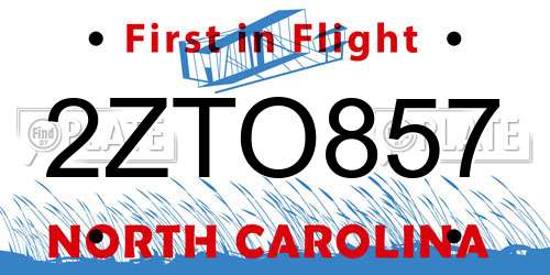 2ZTO857 North Carolina License Plate