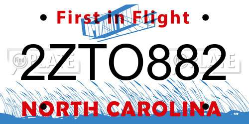2ZTO882 North Carolina License Plate