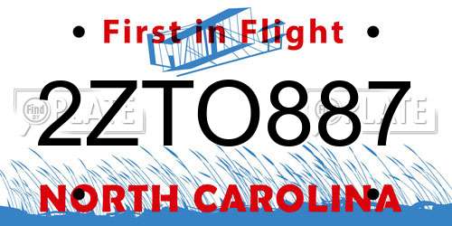 2ZTO887 North Carolina License Plate