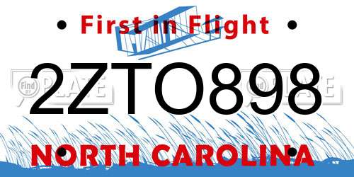 2ZTO898 North Carolina License Plate
