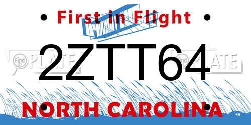 2ZTT64 North Carolina License Plate