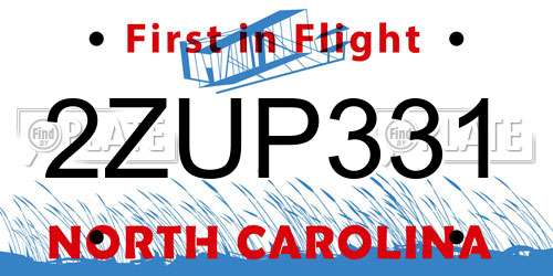 2ZUP331 North Carolina License Plate