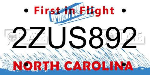 2ZUS892 North Carolina License Plate
