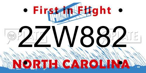 2ZW882 North Carolina License Plate