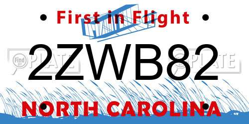 2ZWB82 North Carolina License Plate
