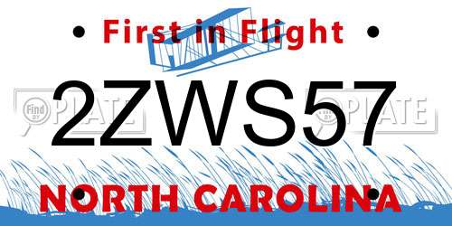 2ZWS57 North Carolina License Plate