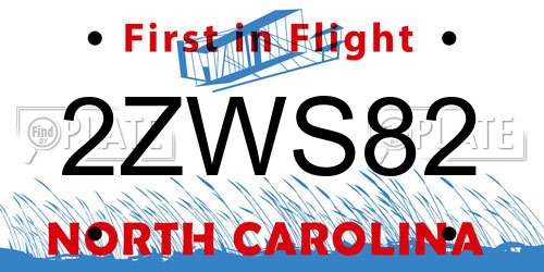 2ZWS82 North Carolina License Plate