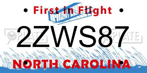 2ZWS87 North Carolina License Plate