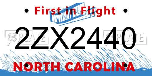 2ZX2440 North Carolina License Plate