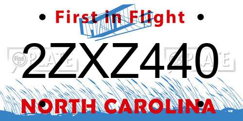 2ZXZ440 North Carolina License Plate
