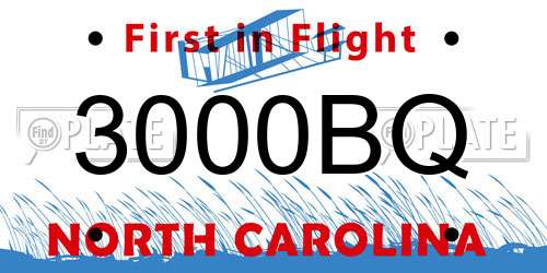 3000BQ North Carolina License Plate