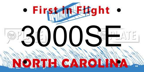 3000SE North Carolina License Plate