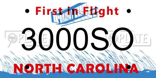 3000SO North Carolina License Plate