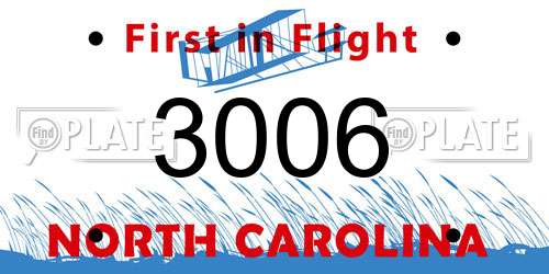 3006 North Carolina License Plate