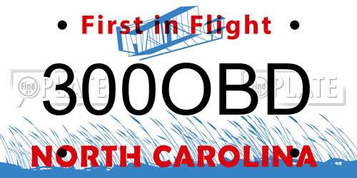 300OBD North Carolina License Plate