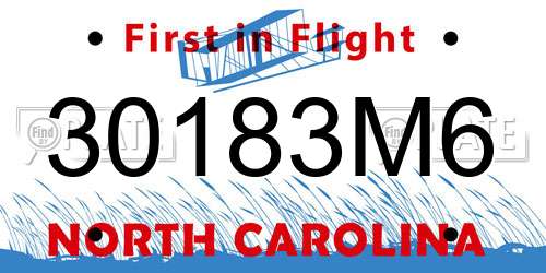 30183M6 North Carolina License Plate
